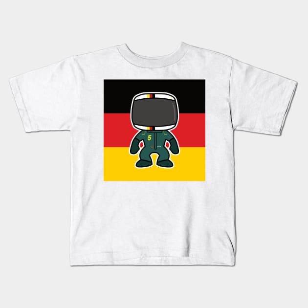 Sebastian Vettel Custom Bobblehead - 2022 Season Flag Edition Kids T-Shirt by GreazyL